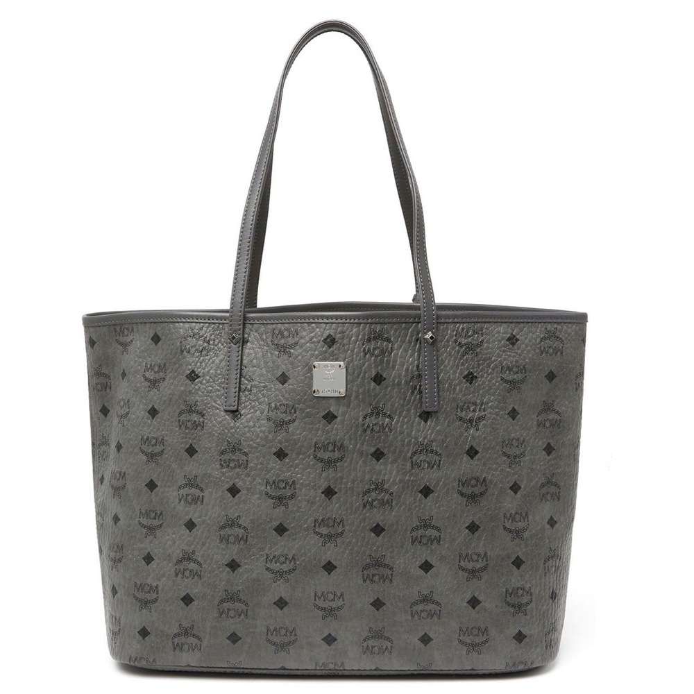 NWT MCM Limonta Logo Print Tote Bag In Gray